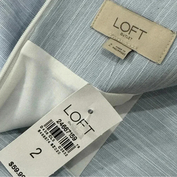 NWT ANN TAYLOR LOFT Coastal Blue Pencil Skirt Bow Front Back Zip Lined Sz 2 XS - Picture 9 of 11